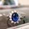 14k Gold 2.01 Ctw Vivid Blue Natural Sapphire & Diamond Ring