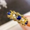 14k Gold 1.05 Ctw Vivid Blue Natural Sapphire & Diamond Ring
