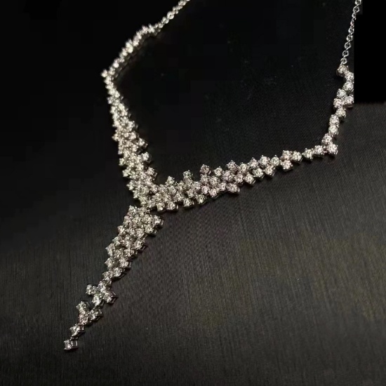 14k Gold 3.35 Ct Natural H Diamond Necklace