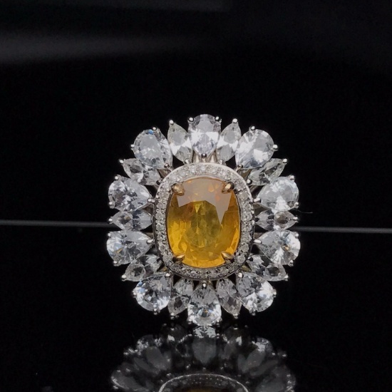14k Gold 2.00 Ct Natural Sapphire & Diamond & Sapphire Ring