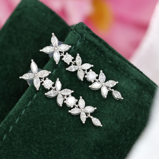 14k Gold 1.32 Ct Natural H Diamond Earrings