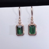 14k Gold 4.90 Ct Natural Tourmaline & Diamond Earrings