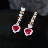 14k Gold 2.52 Ctw Natural Ruby & Diamond Earrings
