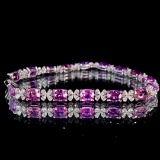 14k Gold 11.10 Ctw Natural Sapphire & Diamond Bracelet