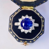 14k Gold 3.46 Ctw Natural Sapphire & Diamond Ring