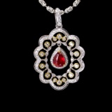 14k Gold 1.80 Ctw Natural Ruby & Diamond Pendant