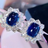 14k Gold 9.33 Ctw Natural Sapphire & Diamond Earrings