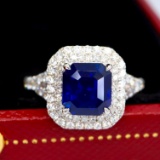 14k Gold 3.16 Ctw Natural Sapphire & Diamond Ring