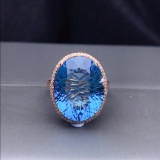 14k Gold 13.30 Ct Natural Topaz & Diamond Ring