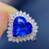 14k Gold 4.40 Ctw Vivid Blue Natural Tanzanite & Diamond Ring/pendant