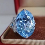14k Gold 11.43 Ctw Natural Aquamarine & Diamond Ring