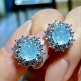 14k Gold 6.70 Ctw Natural Paraiba Tourmaline & Diamond Earrings