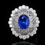 14k Gold 6.08 Ctw Natural Sapphire & Diamond Ring