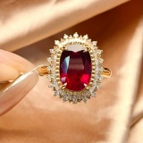 14k Gold 3.65 Ct Vivid Red Natural Tourmaline & Diamond Ring/pendant