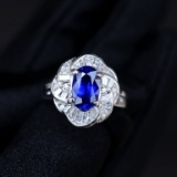 14k Gold 2.34 Ctw Natural Sapphire & Diamond Ring