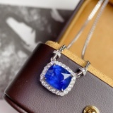 14k Gold 3.77 Ctw Vivid Blue Natural Sapphire & Diamond Necklace