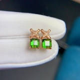 14k Gold 2.1 Ct Natural Tourmaline & Diamond Earrings
