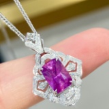 14k Gold 2.40 Ctw Natural Sapphire & Diamond Pendant