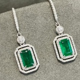 14k Gold 2.16 Ctw Vivid Green Natural Emerald & Diamond Earrings