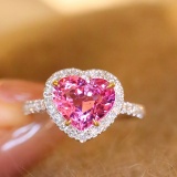 14k Gold 2.65 Ctw Vivid Pink Natural Spinel & Diamond Ring