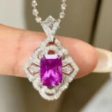 14k Gold 2.40 Ctw Natural Sapphire & Diamond Pendant