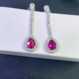 14k Gold 2.10 Ct Natural Ruby & Diamond Earrings