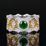 14k Gold 1.02 Ctw Natural Emerald & Diamond Ring