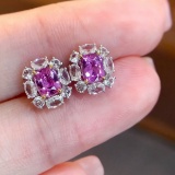 14k Gold 1.78 Ctw Natural Sapphire & Sapphire Earrings