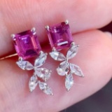 14k Gold 1.44 Ctw Natural Sapphire & Sapphire Earrings