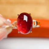14k Gold 5.70 Ct Vivid Red Natural Tourmaline & Diamond Ring