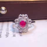 14k Gold 0.6 Ct Natural Ruby & Diamond & Sapphire Ring