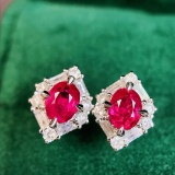 14k Gold 1.27 Ctw Natural Ruby & Diamond Earrings