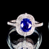 14k Gold 1.09 Ctw Natural Sapphire & Diamond Ring