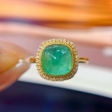 14k Gold 2.20 Ct Natural Emerald & Diamond Ring