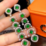 14k Gold 7.32 Ctw Vivid Green Natural Emerald & Diamond Earrings