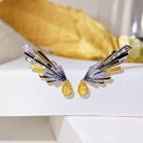14k Gold 0.98 Ctw Natural Yellow Diamond & Diamond Earrings