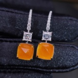 14k Gold 7.64 Ctw Natural Partschinite & Diamond Earrings