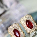 14k Gold 1.20 Ctw Natural Ruby & Diamond Earrings