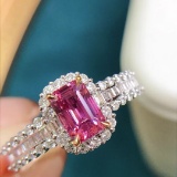 14k Gold 1.56 Ctw Natural Padparadscha Sapphire & Diamond Ring