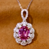 14k Gold 2.18 Ctw Natural Sapphire & Diamond Pendant