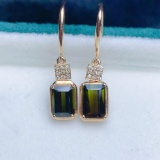 14k Gold 2.20 Ctw Natural Tourmaline & Diamond Earrings