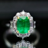 14k Gold 2.83 Ctw Vivid Green Natural Emerald & Diamond Ring/pendant