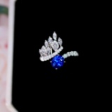 14k Gold 1.50 Ctw Natural Sapphire & Diamond Ring