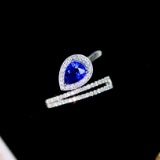14k Gold 1.04 Ctw Vivid Blue Natural Sapphire & Diamond Ring