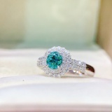 14k Gold 1.62 Ctw Natural Paraiba Tourmaline & Diamond Ring