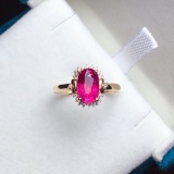 14k Gold 1.8 Ct Natural Tourmaline & Diamond Ring
