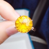 14k Gold 6.75 Ct Natural Citrine & Diamond Ring
