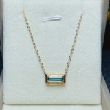 14k Gold 0.6 Ct Natural Tourmaline & Diamond Necklace