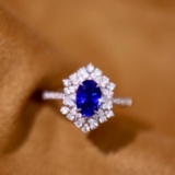 14k Gold 1.07 Ctw Natural Sapphire & Diamond Ring