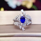 14k Gold 2.28 Ctw Natural Sapphire & Diamond Ring